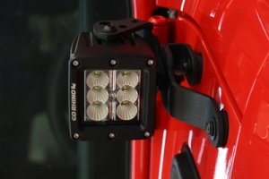 Jeep Wrangler Light Mounts - Windshield Cowl - Go Rhino - 3 inch Cube - Textured Black - `18-`20